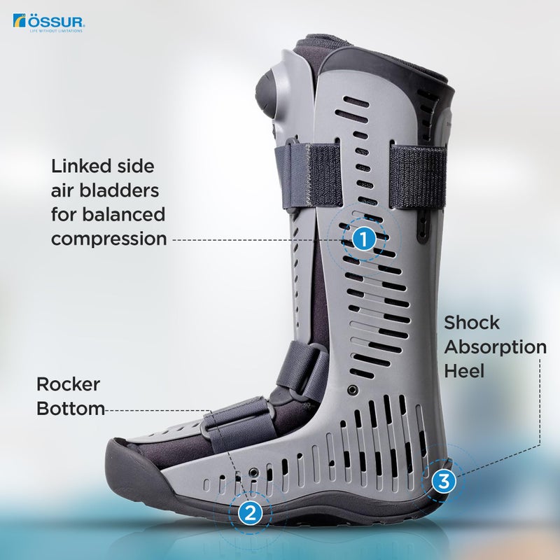 Ossur Rebound Air Walker Boot | Comfortable Walking Boot with Compression Straps & Air Pump Rocker Bottom | Walking Boot for Broken Foot, Walking Boot for Sprained Ankle (Low Top, Large) - Image 4
